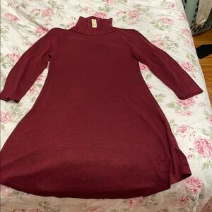 Burgundy Turtleneck Dress